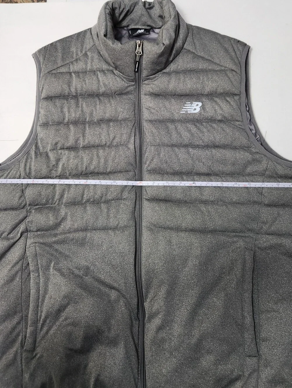 NEW BALANCE PUFFER VEST MEN'S FULL ZIP POCKETS COLOR GRAY SIZE LARGE